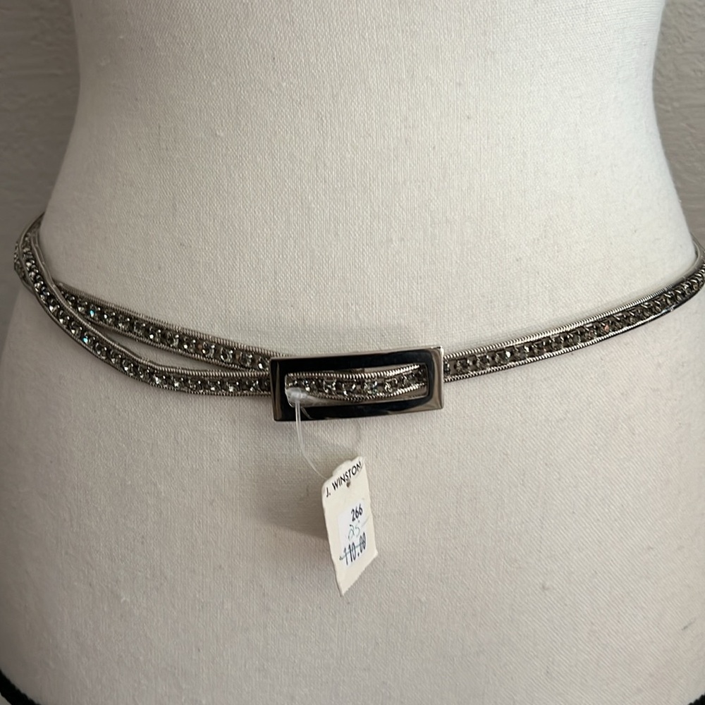 NWT J. Winston rhinestone & silver belt, 40” long - Picture 2 of 6